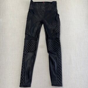 Spanx Faux Leather Quilted Moto Leggings Black‎ High Waist 20248R Womens Medium